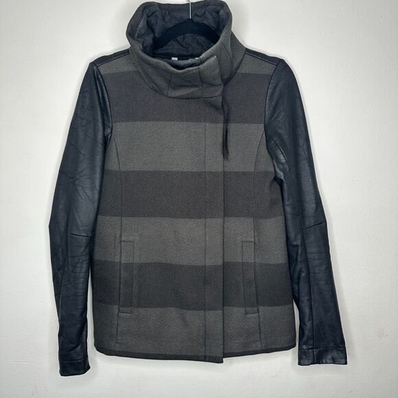 Lululemon Sweet Life Soot Black & Gray Stripe Biker Jacket Water Repel 4 - Picture 4 of 15